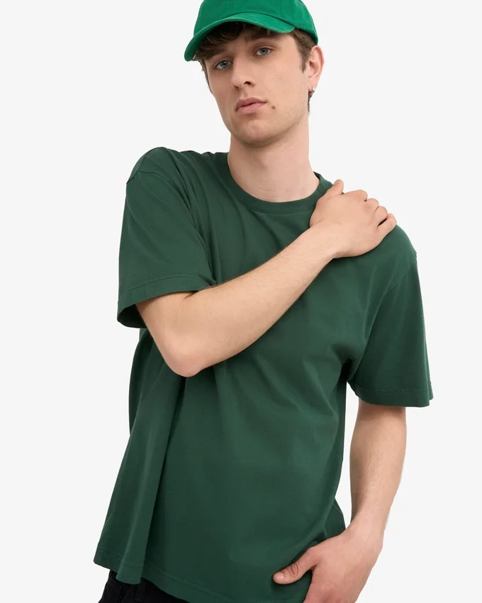 Camiseta orgánica de corte holgado - Verde esmeralda