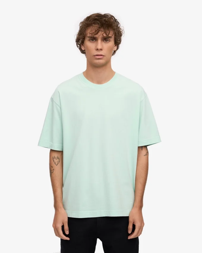 Camiseta orgánica de corte oversize - Azul aguamarina claro