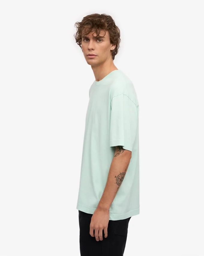 Camiseta orgánica de corte oversize - Azul aguamarina claro