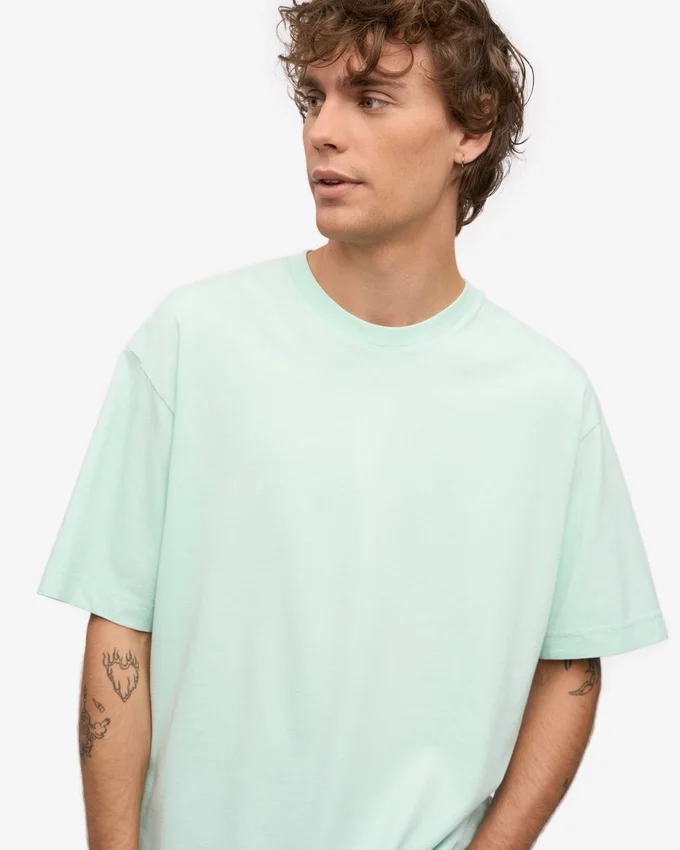Camiseta orgánica de corte oversize - Azul aguamarina claro