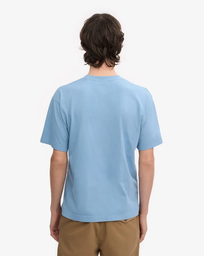 Camiseta orgánica de corte oversize - Azul mar