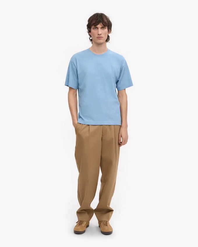 Camiseta orgánica de corte oversize - Azul mar