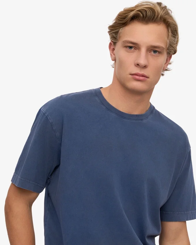 Camiseta orgánica de corte oversize - Azul Neptuno
