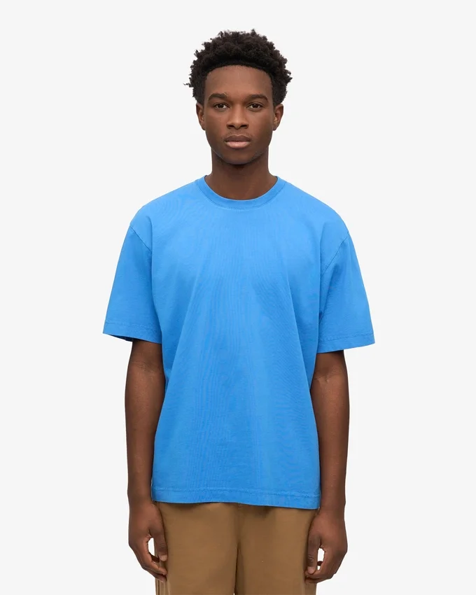 Camiseta orgánica de corte oversize - Azul Pacífico