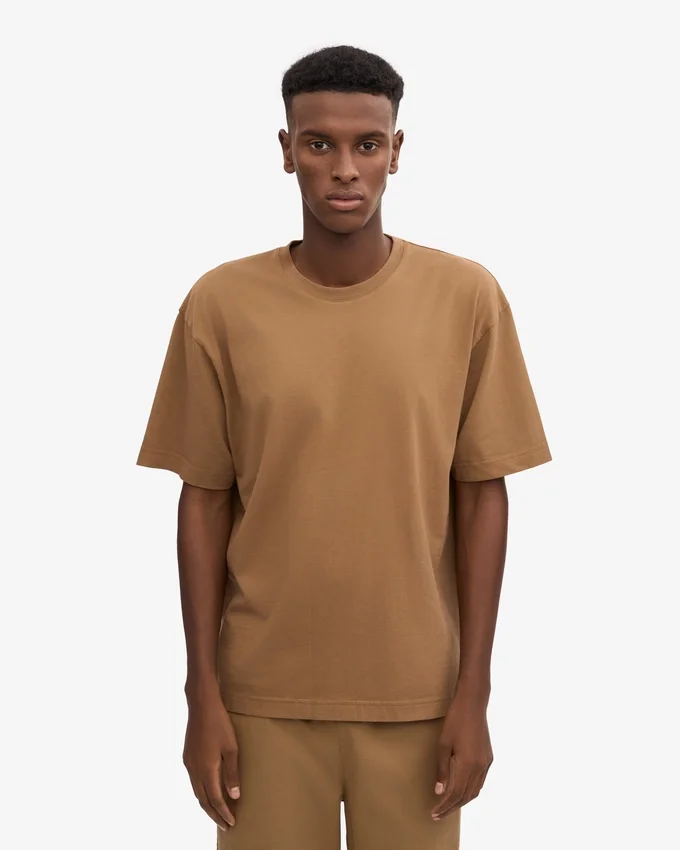 Camiseta orgánica de corte oversize - Camello del Sáhara