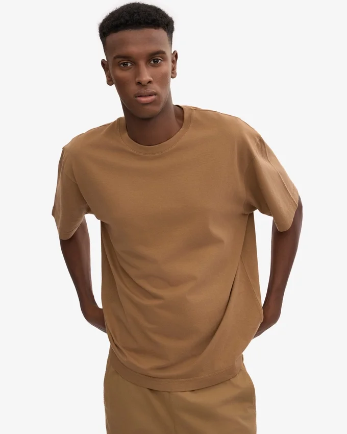 Camiseta orgánica de corte oversize - Camello del Sáhara