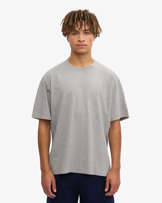 Camiseta orgánica de corte oversize - Gris jaspeado