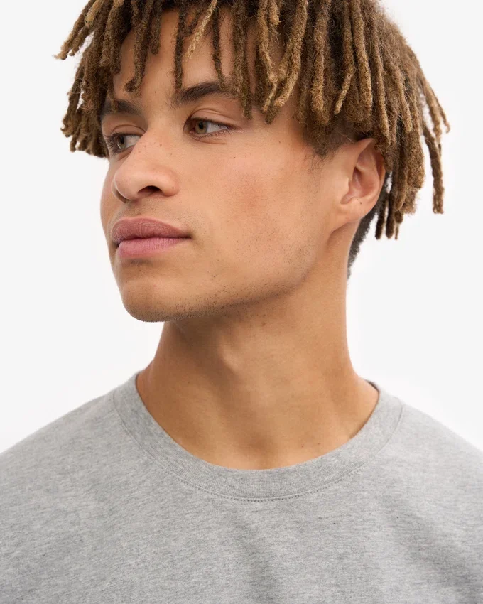 Camiseta orgánica de corte oversize - Gris jaspeado