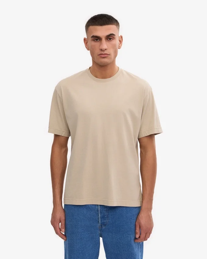 Camiseta orgánica de corte oversize - Gris ostra