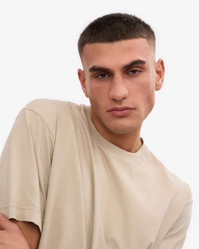 Camiseta orgánica de corte oversize - Gris ostra