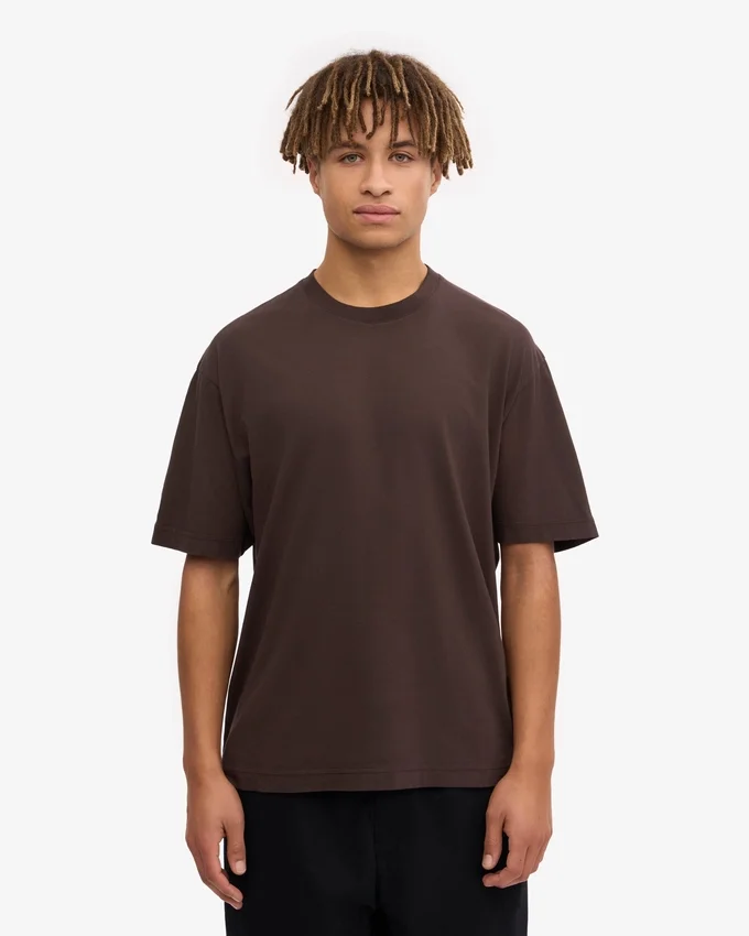 Camiseta orgánica de corte oversize - Marrón café