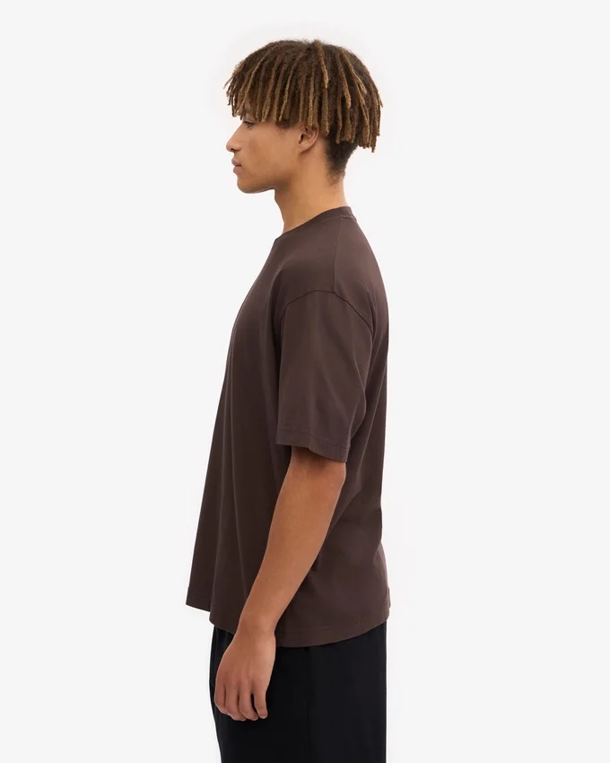 Camiseta orgánica de corte oversize - Marrón café