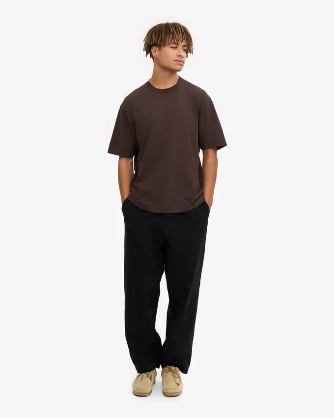 Camiseta orgánica de corte oversize - Marrón café