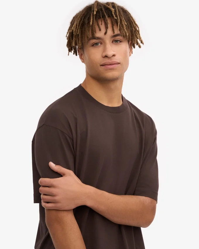 Camiseta orgánica de corte oversize - Marrón café