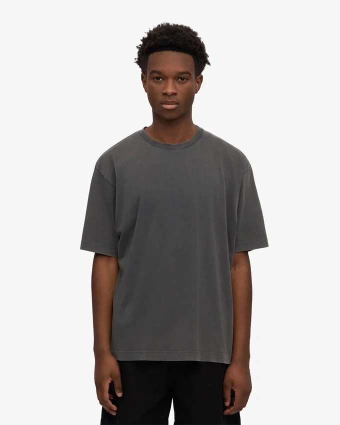 Camiseta orgánica de corte oversize - Negro deslavado