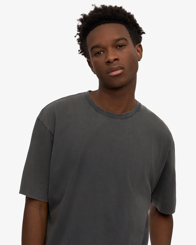 Camiseta orgánica de corte oversize - Negro deslavado