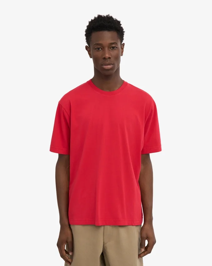 Camiseta orgánica de corte oversize - Rojo escarlata