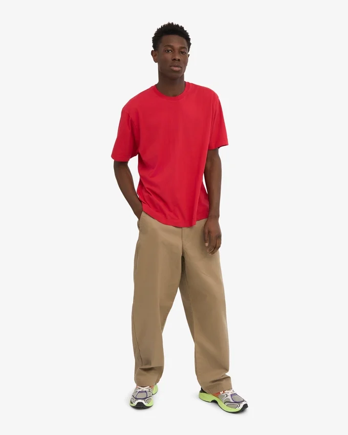 Camiseta orgánica de corte oversize - Rojo escarlata
