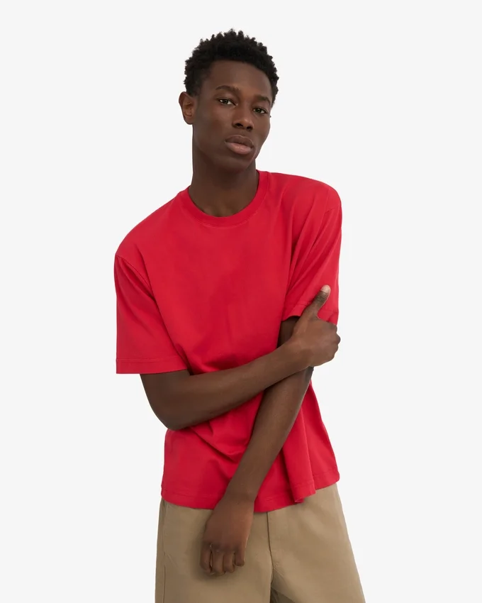 Camiseta orgánica de corte oversize - Rojo escarlata