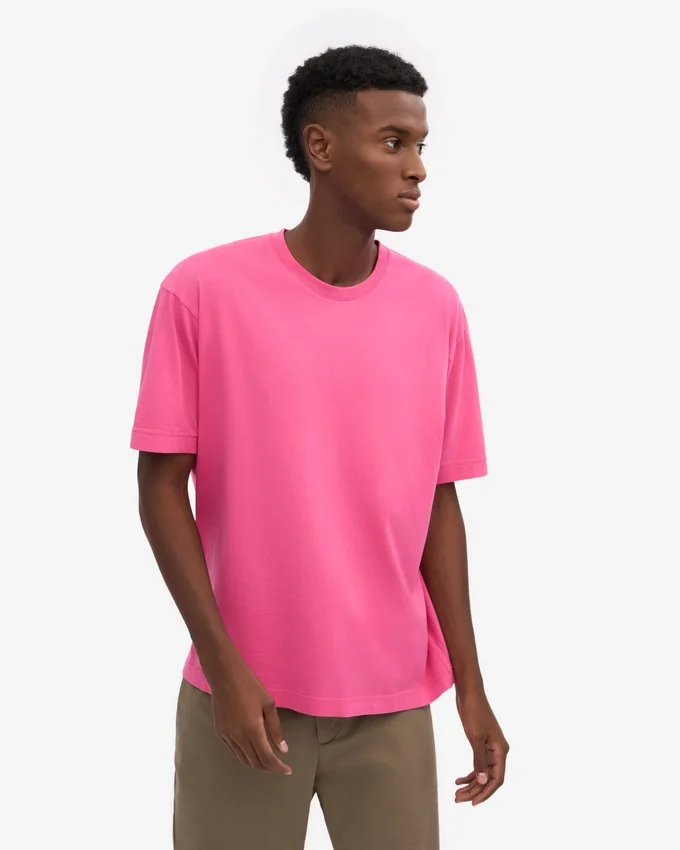 Camiseta orgánica de corte oversize - Rosa chicle