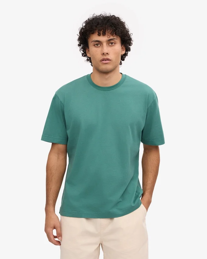 Camiseta orgánica de corte oversize - Verde pino