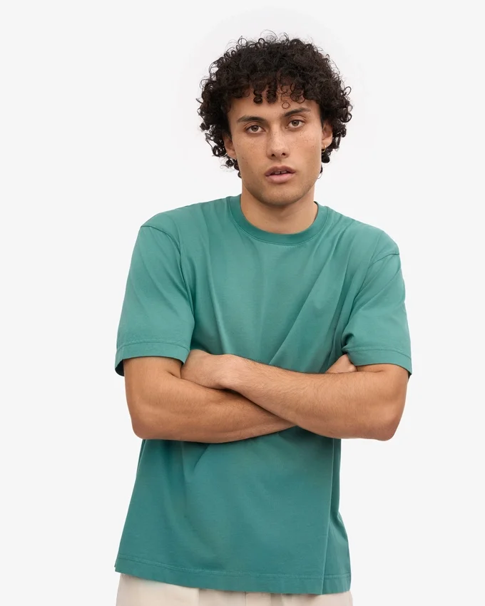 Camiseta orgánica de corte oversize - Verde pino
