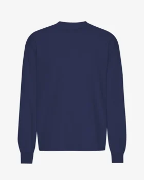 Camiseta orgánica de manga larga oversize - Azul marino