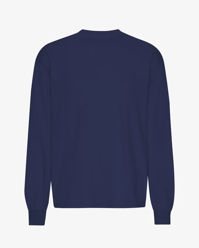 Camiseta orgánica de manga larga oversize - Azul marino