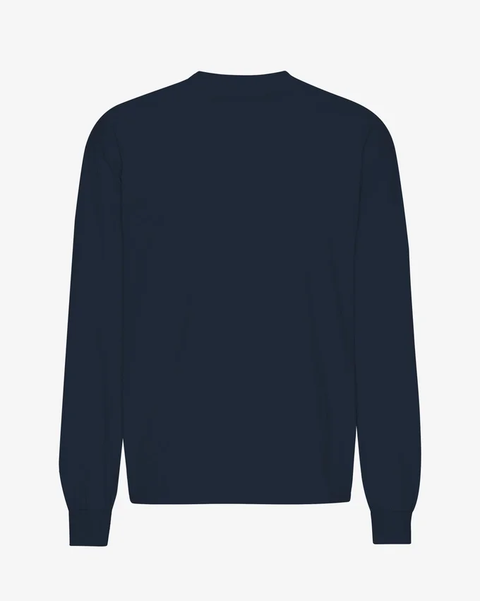 Camiseta orgánica de manga larga oversize - Azul marino