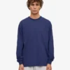 Camiseta orgánica de manga larga oversize - Azul marino