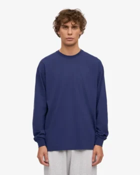 Camiseta orgánica de manga larga oversize – Azul marino