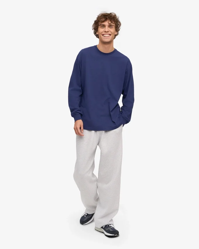 Camiseta orgánica de manga larga oversize - Azul marino