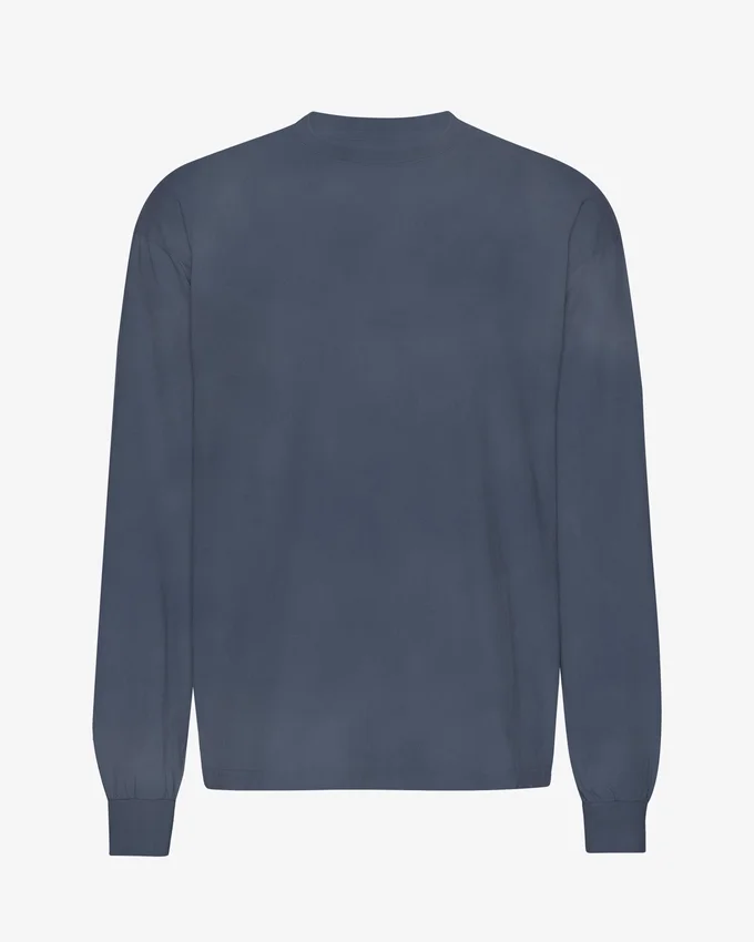 Camiseta orgánica de manga larga oversize - Azul Neptuno