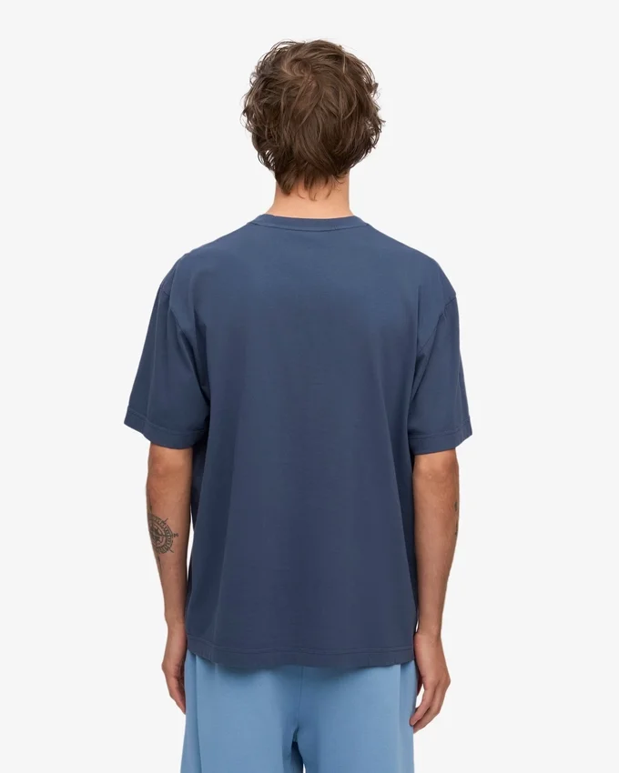 Camiseta orgánica de manga larga oversize - Azul petróleo
