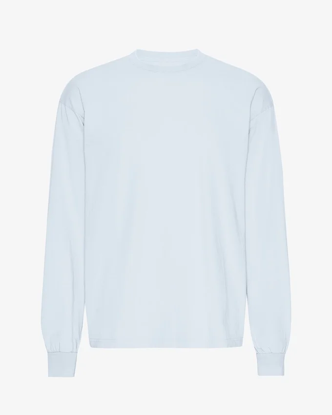Camiseta orgánica de manga larga oversize - Azul polar