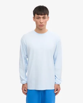 Camiseta orgánica de manga larga oversize – Azul polar