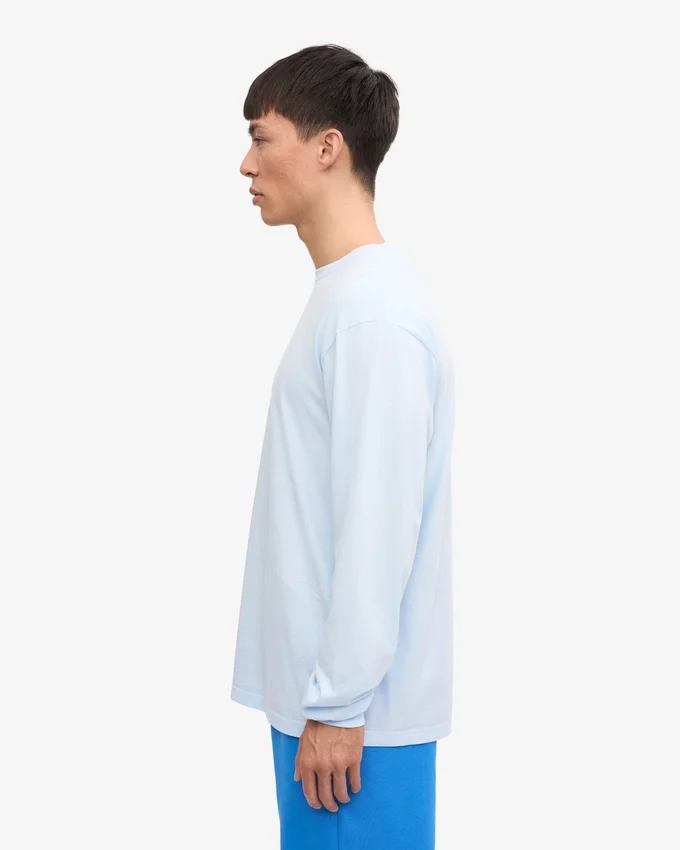 Camiseta orgánica de manga larga oversize - Azul polar