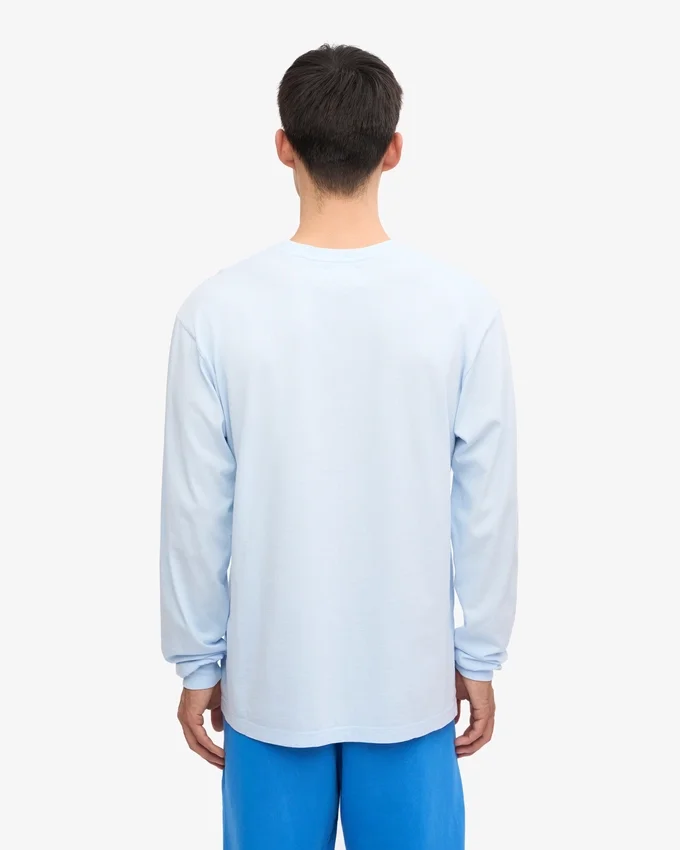 Camiseta orgánica de manga larga oversize - Azul polar