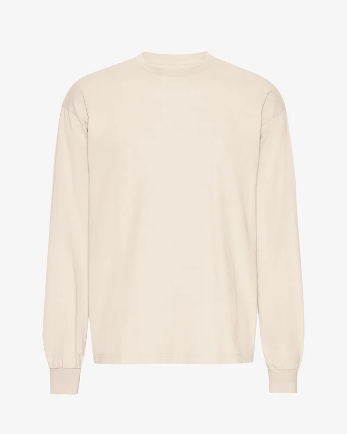 Camiseta orgánica de manga larga oversize - Blanco marfil