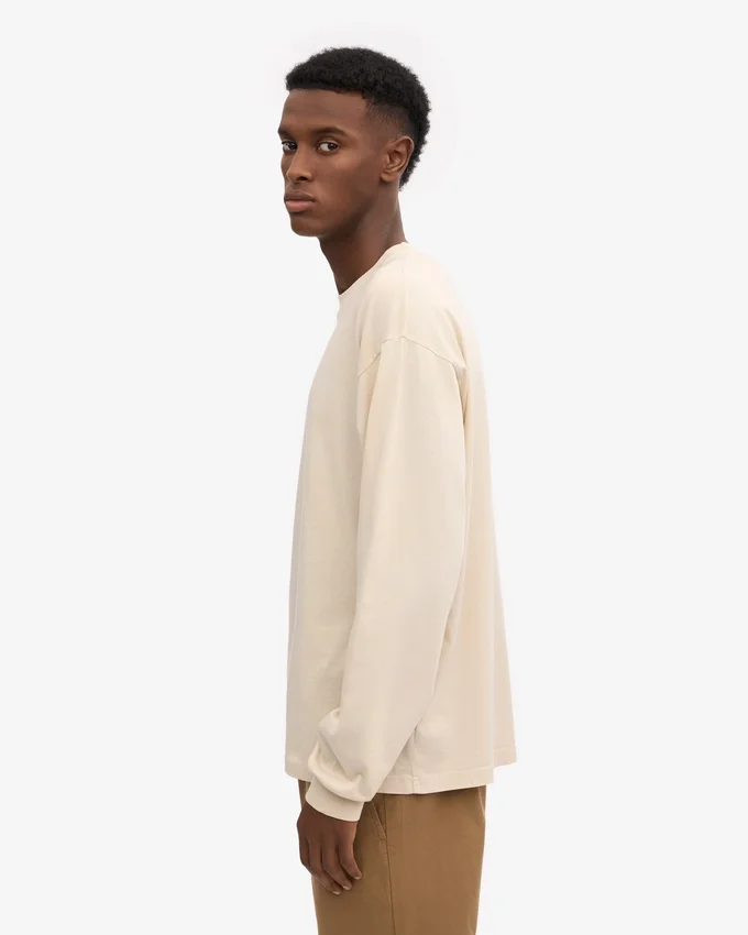 Camiseta orgánica de manga larga oversize - Blanco marfil