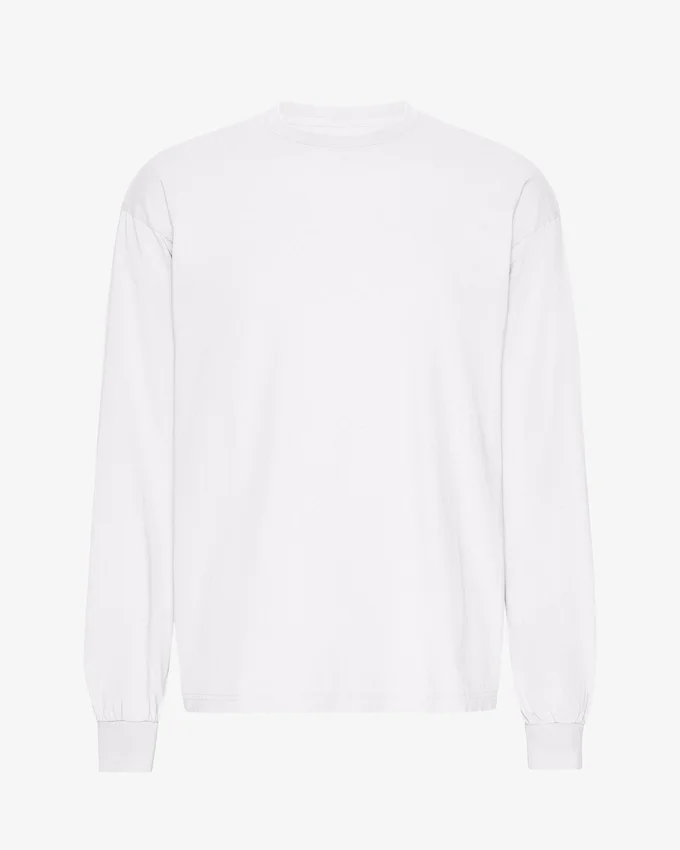 Camiseta orgánica de manga larga oversize - Blanco óptico