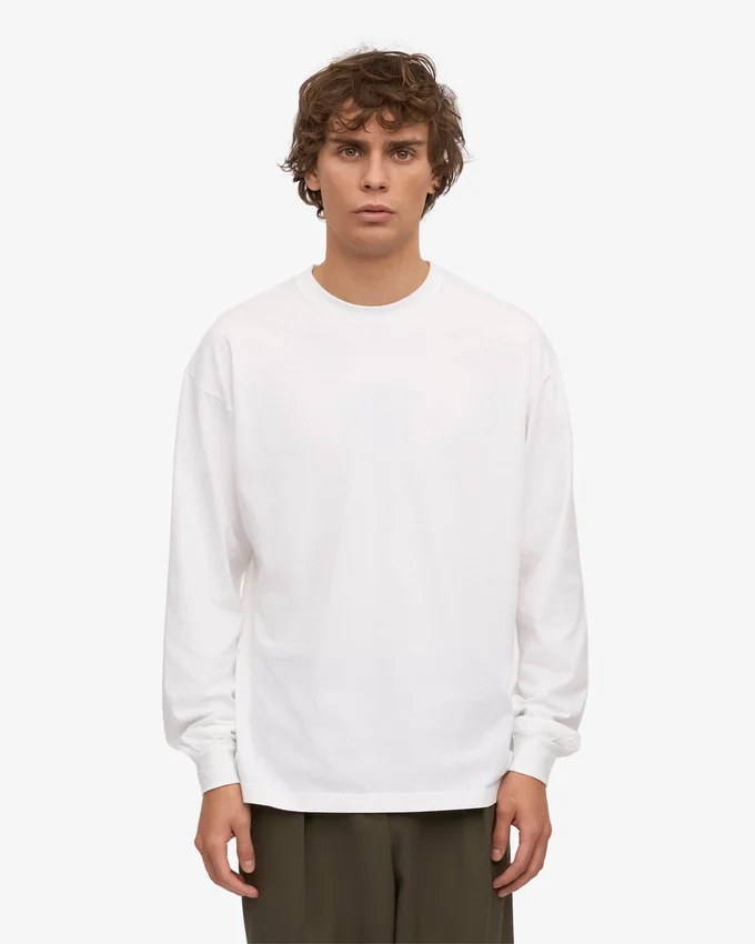 Camiseta orgánica de manga larga oversize - Blanco óptico