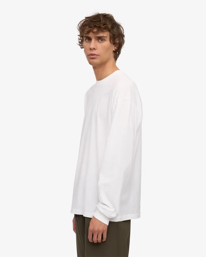 Camiseta orgánica de manga larga oversize - Blanco óptico