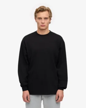 Camiseta orgánica de manga larga oversize – Negro intenso