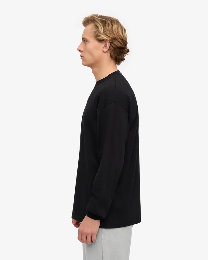 Camiseta orgánica de manga larga oversize - Negro intenso