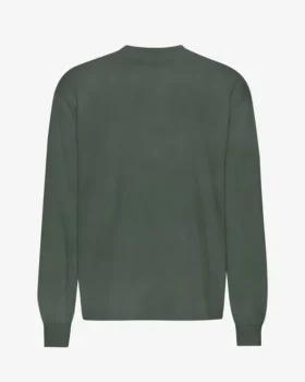 Camiseta orgánica de manga larga oversize - Verde bosque nocturno