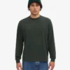 Camiseta orgánica de manga larga oversize - Verde bosque nocturno