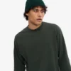 Camiseta orgánica de manga larga oversize - Verde bosque nocturno