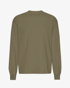 Camiseta orgánica de manga larga oversize - Verde oliva polvoriento