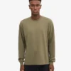 Camiseta orgánica de manga larga oversize - Verde oliva polvoriento